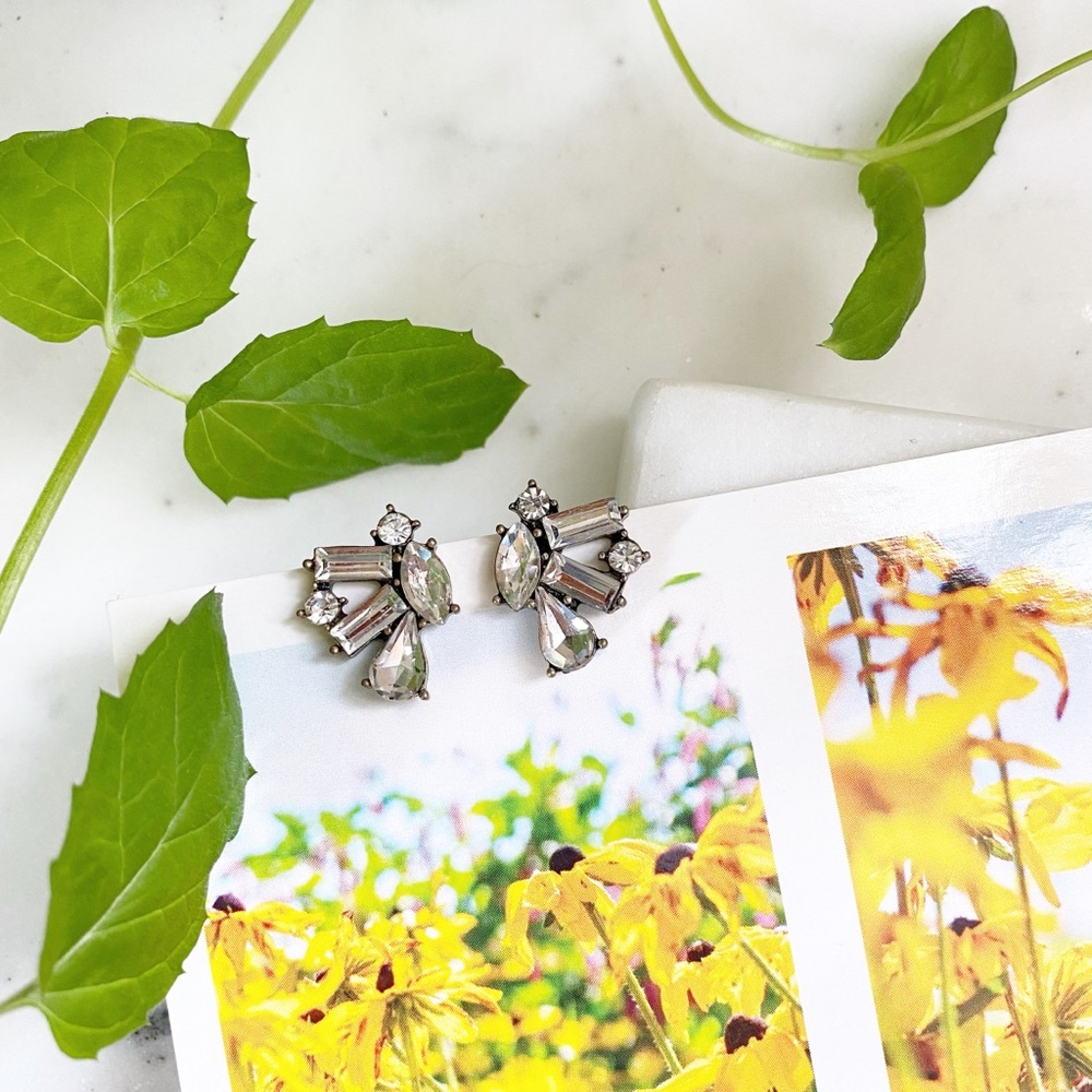 "Melinda" Earrings || Clear Crystal Statement - Picture 2 of 9